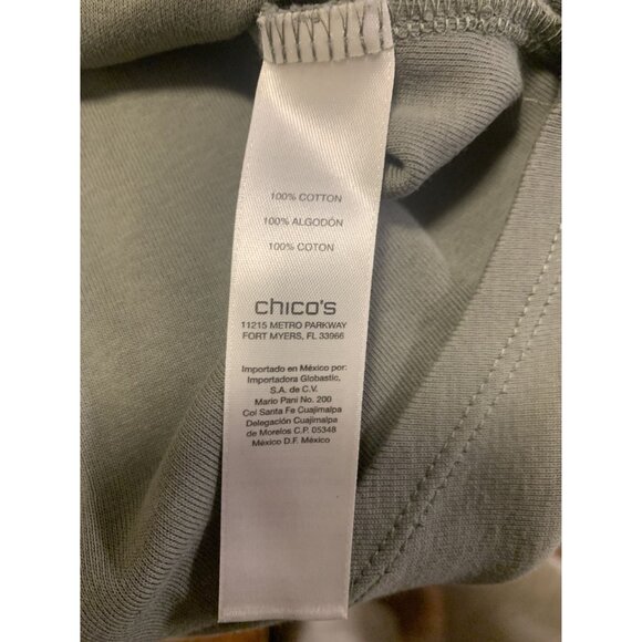 Chicos 3 The Ultimate Tee 100% Cotton Casual Green Coastal Grandma - Picture 7 of 8